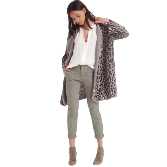 Joie Berit Leopard Print Cardigan Sweater Women’s size S Wool Mohair - Picture 9 of 9